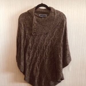 Karen Scott Poncho Turbo Cardigan Knit Sweater with Cowl Neck-NWT